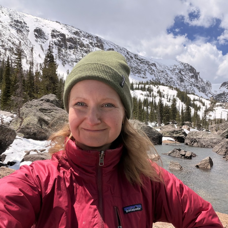 Marcelina Knitter — the one person behind Venture Ink — in the Colorado high country